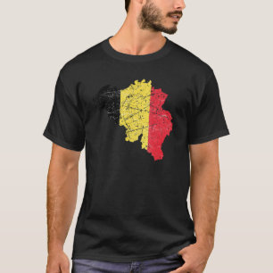 Belgium flag with Belgian map distressed T-Shirt