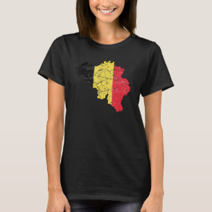 Belgium flag with Belgian map distressed T-Shirt