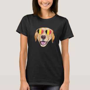 Belgium Flag Yellow Labrador Retriever Dog Belgium T-Shirt