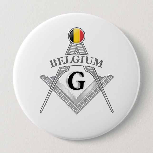 Belgium freemasonry sign 4 inch round button (Front)
