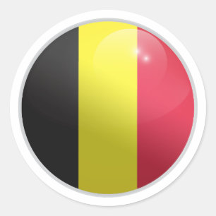 Belgium Glossy Circle Flag Classic Round Sticker