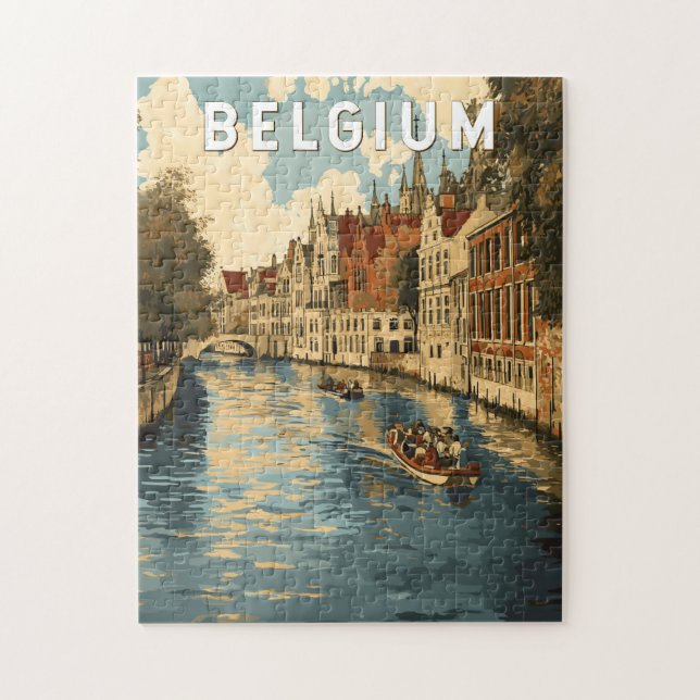 Belgium Illustration Travel Art Vintage Jigsaw Puzzle (Vertical)