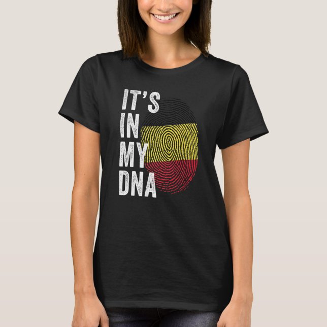 Belgium It's In My DNA Cute Belgian Flag Fingerpri T-Shirt (Front)
