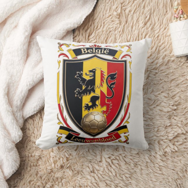 Belgium Lion Spirit, Belgian Bravery Gift Throw Pillow (Blanket)