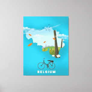 Belgium Map travel poster print. Canvas Print
