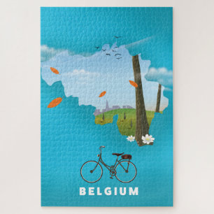 Belgium Map travel poster print. Jigsaw Puzzle