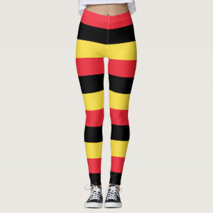 Belgium National Flag Colours Horizontal Striped Leggings