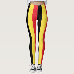 Belgium National Flag Colours Vertical Striped Leggings