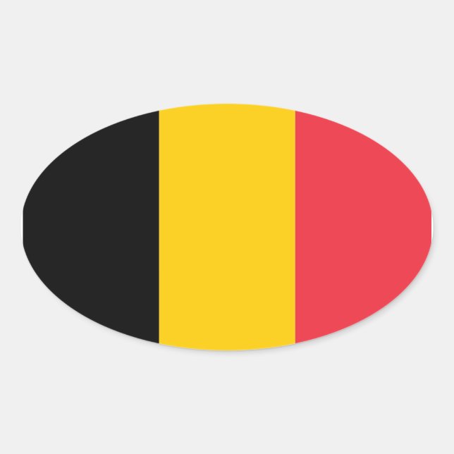 Belgium National Flag Oval Sticker (Front)