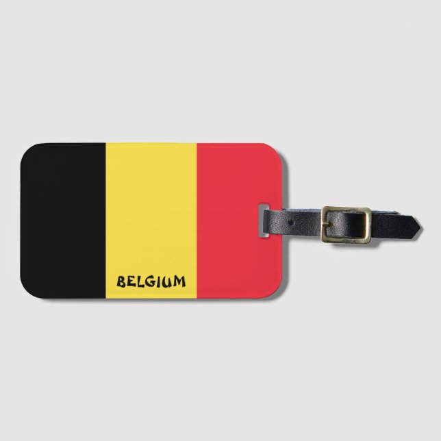 Belgium National Flag Patriotic Luggage Tag (Front Horizontal)