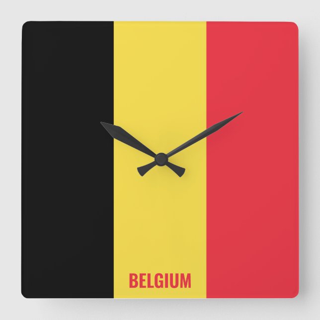 Belgium National Flag Patriotic Square Wall Clock (Front)