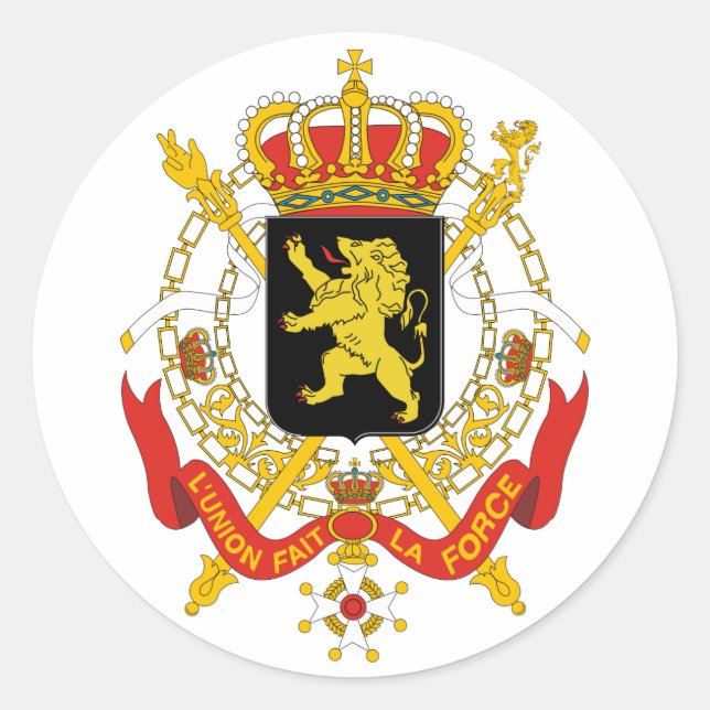 Belgium Official Coat Of Arms Heraldry Symbol Classic Round Sticker (Front)