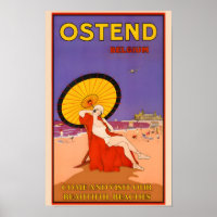 Belgium-Ostend Vintage Travel Poster