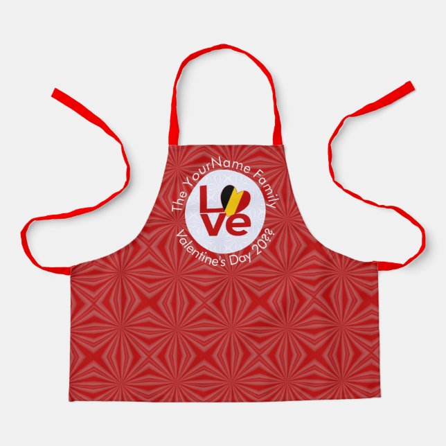 Belgium Red LOVE Flag Personalized  Apron (Front)
