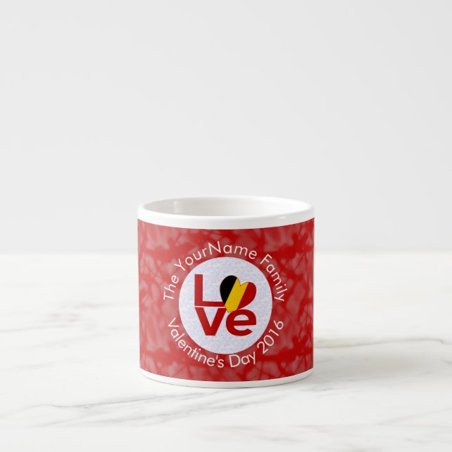 Belgium Red LOVE Flag Personalized  Espresso Cup (Front)