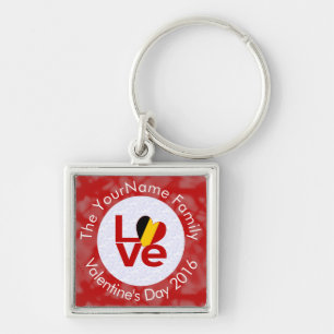 Belgium Red LOVE Flag Personalized  Keychain