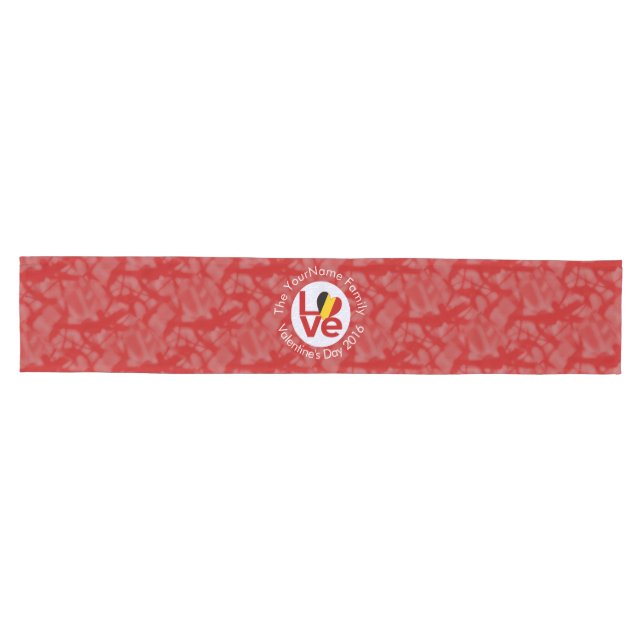 Belgium Red LOVE Flag Personalized  Medium Table Runner (Horizontal)