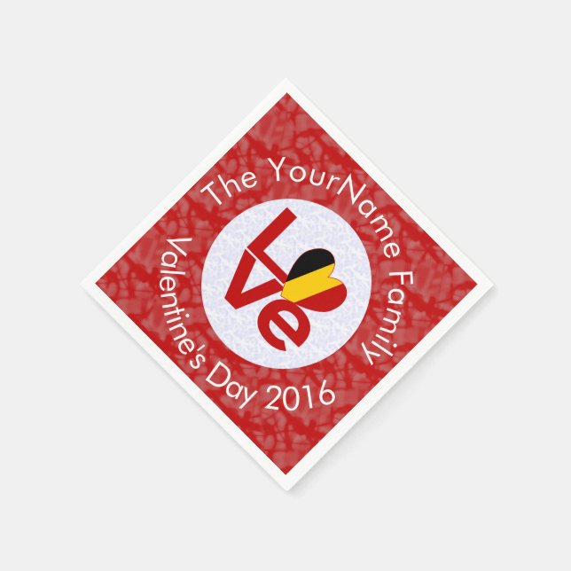 Belgium Red LOVE Flag Personalized  Napkin (Corner)