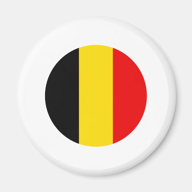 Belgium Round Flag Design Magnet (Front)
