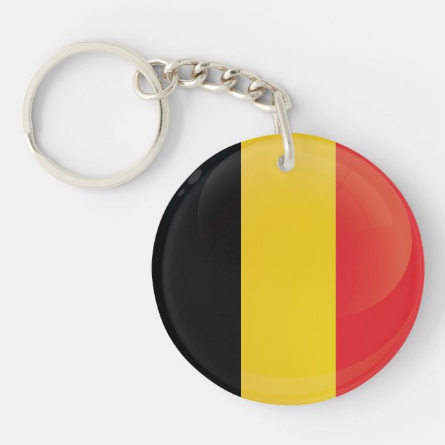 Belgium Round Icon Flag Keychain (Front)