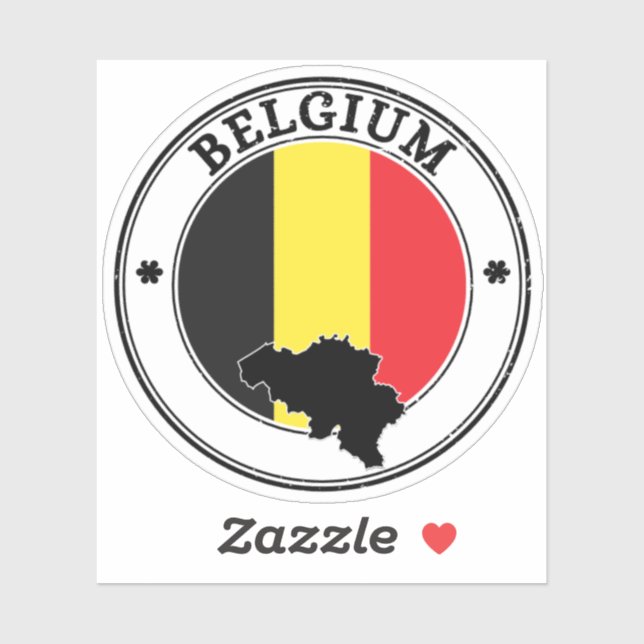 Belgium Seal Sticker Round Flag (Sheet)