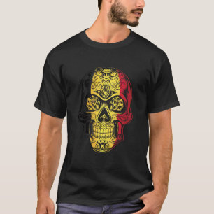 Belgium Skull And Roses Flag T-Shirt