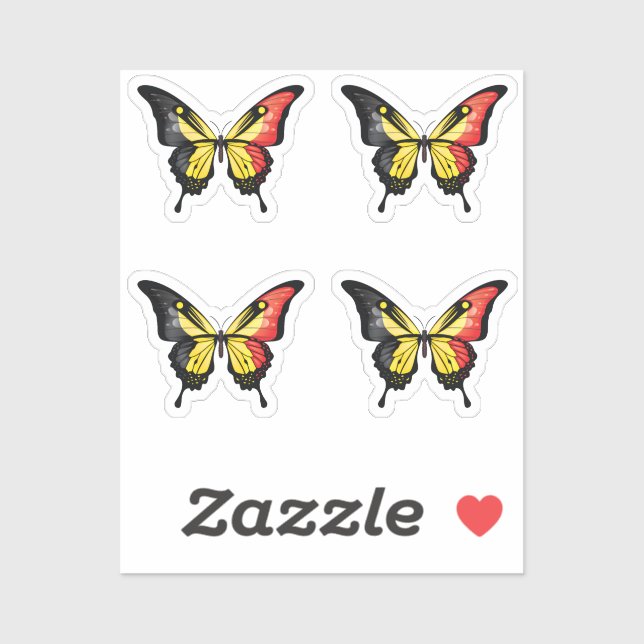 Belgium Swallowtail Butterfly Flag Sticker (Sheet)