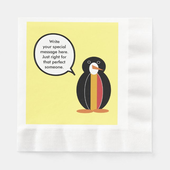 Belgium Talking Ms Penguin Personalized  Napkin (Front)