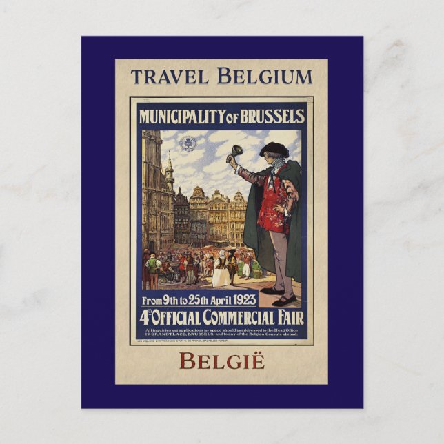 Belgium Travel Poster (1923) Postcard (Front)
