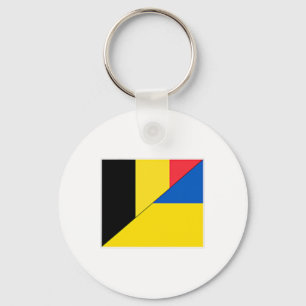 Belgium Ukraine Flag Belgian Ukrainian Nationality Keychain