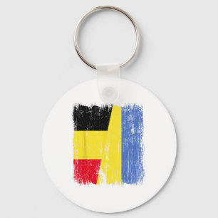 Belgium Ukraine Half Flag Belgian Ukrainian Herita Keychain