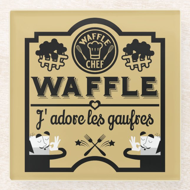 Belgium Waffles Glass Coaster (Front)