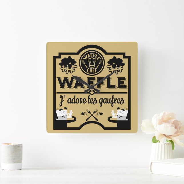 Belgium Waffles Square Wall Clock (Home)