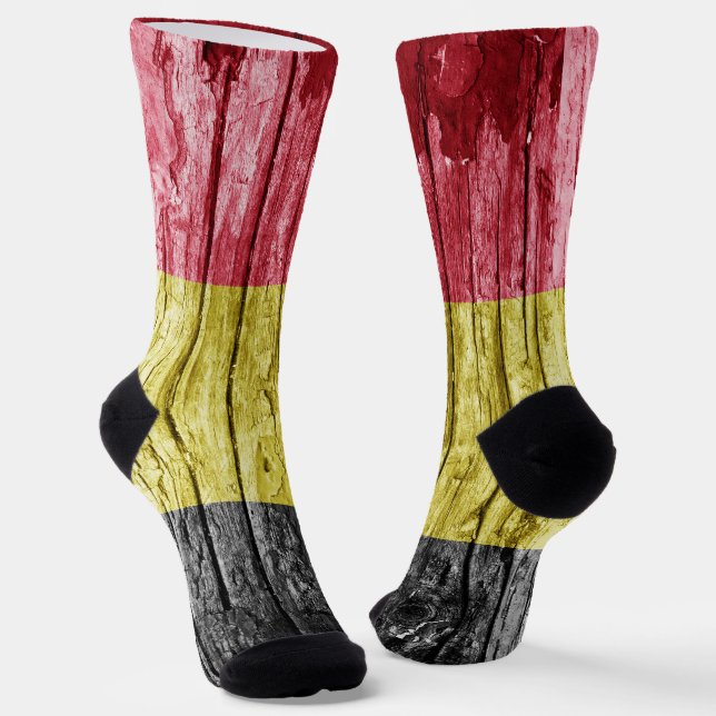 Belgium wooden flag socks (Angled)