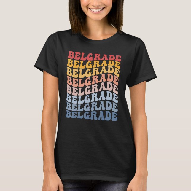 Belgrade City Groovy Retro T-Shirt (Front)