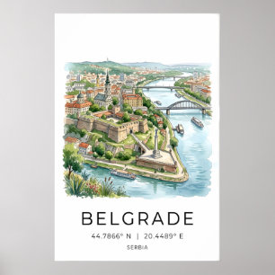 Belgrade Cityscape Art Print - Soft Watercolor