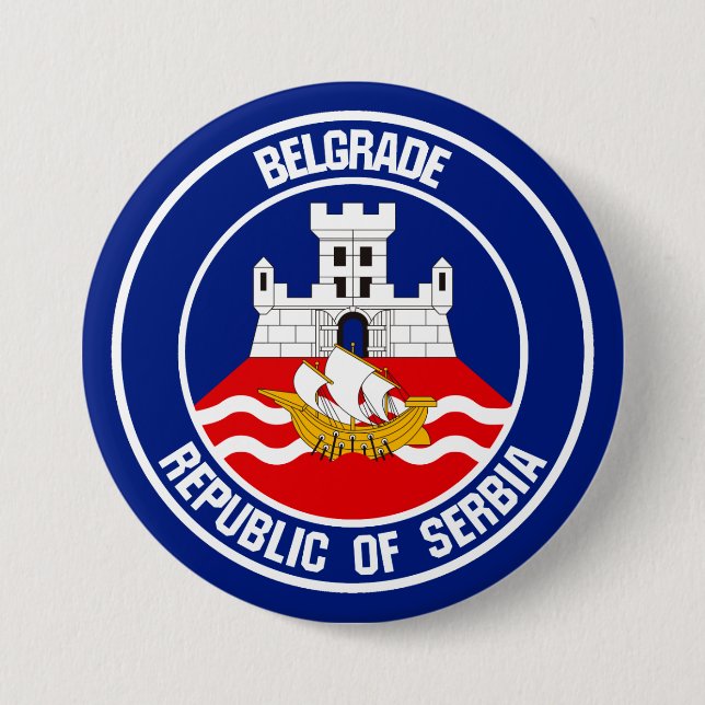 Belgrade Round Emblem 3 Inch Round Button (Front)