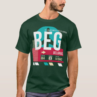 Belgrade Serbia BEG Airport Code Baggage Tag T-Shirt