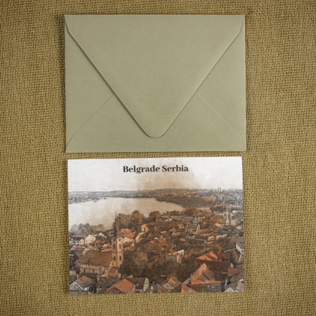 Belgrade Serbia Skyline Panorama View  Postcard (belgrade serbia city view travel postcard)