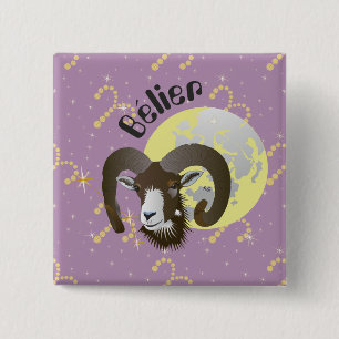 Bélier 21 mars au 20 avril Boutons - Badges 2 Inch Square Button