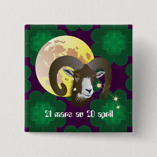 Bélier 21 mars au 20 avril Boutons - Badges 2 Inch Square Button