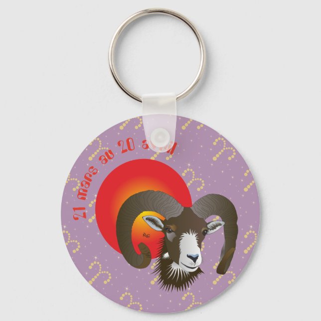Bélier 21 mars au 20 avril Porte-clés Keychain (Front)