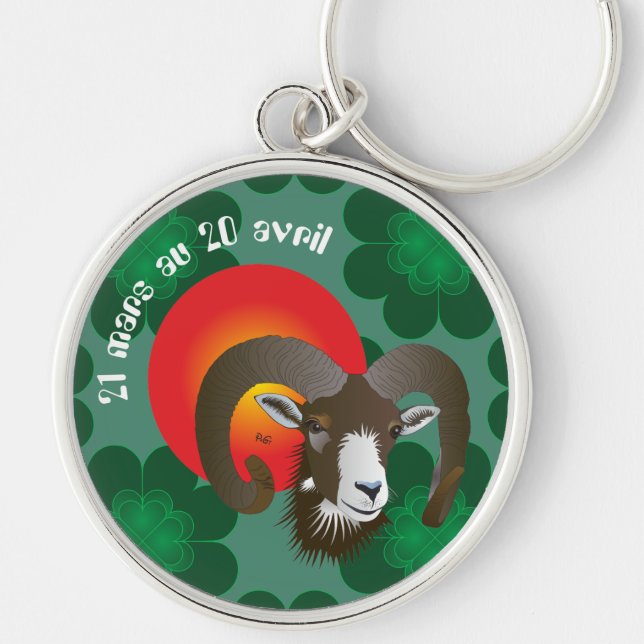 Bélier 21 mars au 20 avril Porte-clés Keychain (Front)