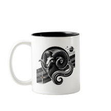 Bélier noir et blanc Zodiac Mug