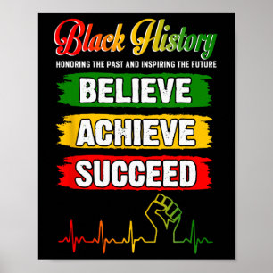 Believe Achieve Succeed African Black History Mont Poster