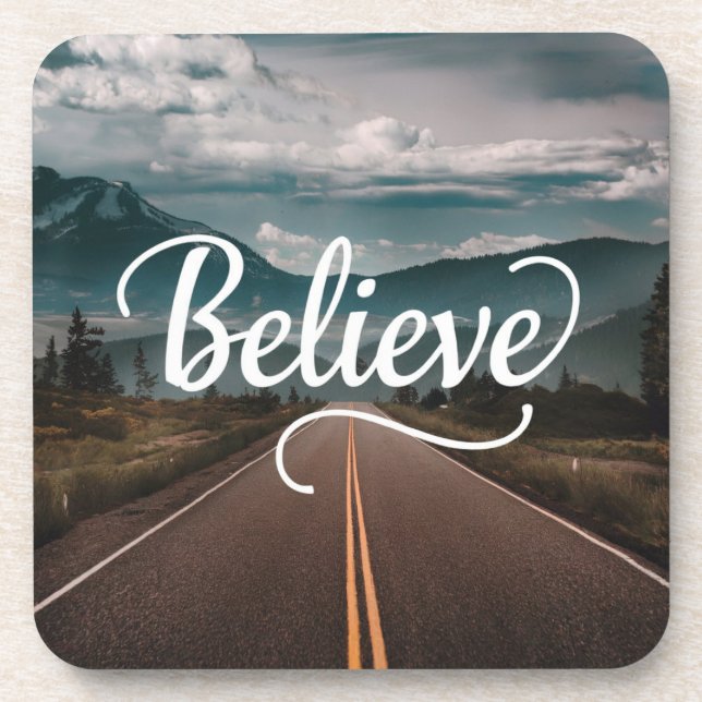 Believe Affirmation Nature Coaster Set (Front)