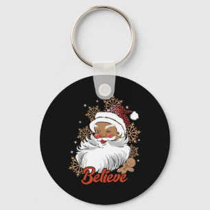 Believe Afro Santa African American Christmas Blac Keychain