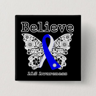 Believe ALS Awareness 2 Inch Square Button