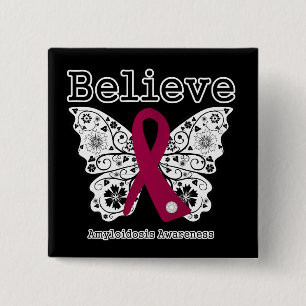 Believe Amyloidosis Awareness 2 Inch Square Button