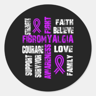 Believe And Fight Fibromyalgia Classic Round Sticker